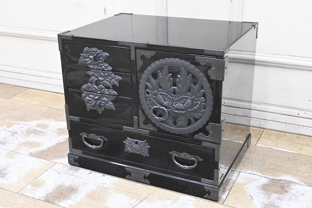 NH19 超美品 最高級 欅産業 仙台箪笥 宮城県推奨品 漆塗り小引出 船箪笥