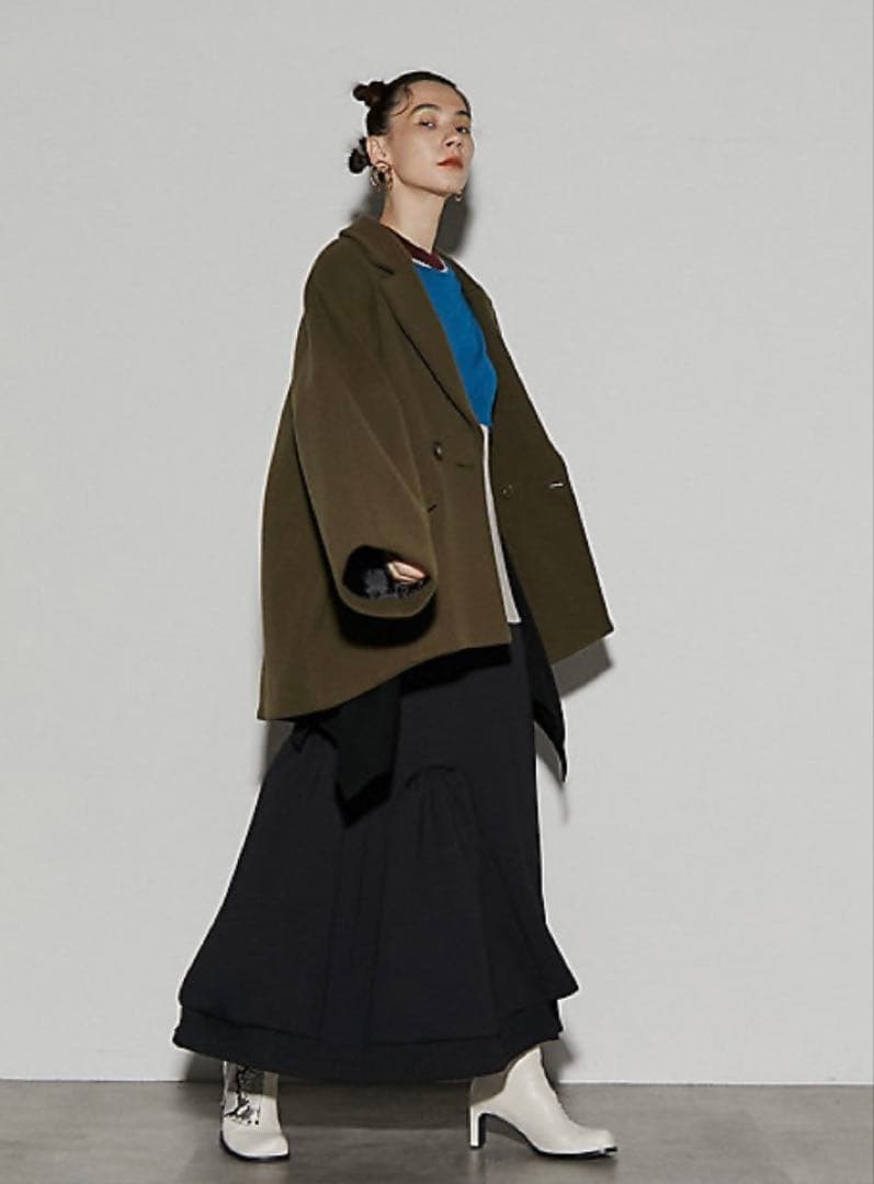 ●美品●UN3D.アンスリード ドルマンミドルウールコート⭐︎カーキ