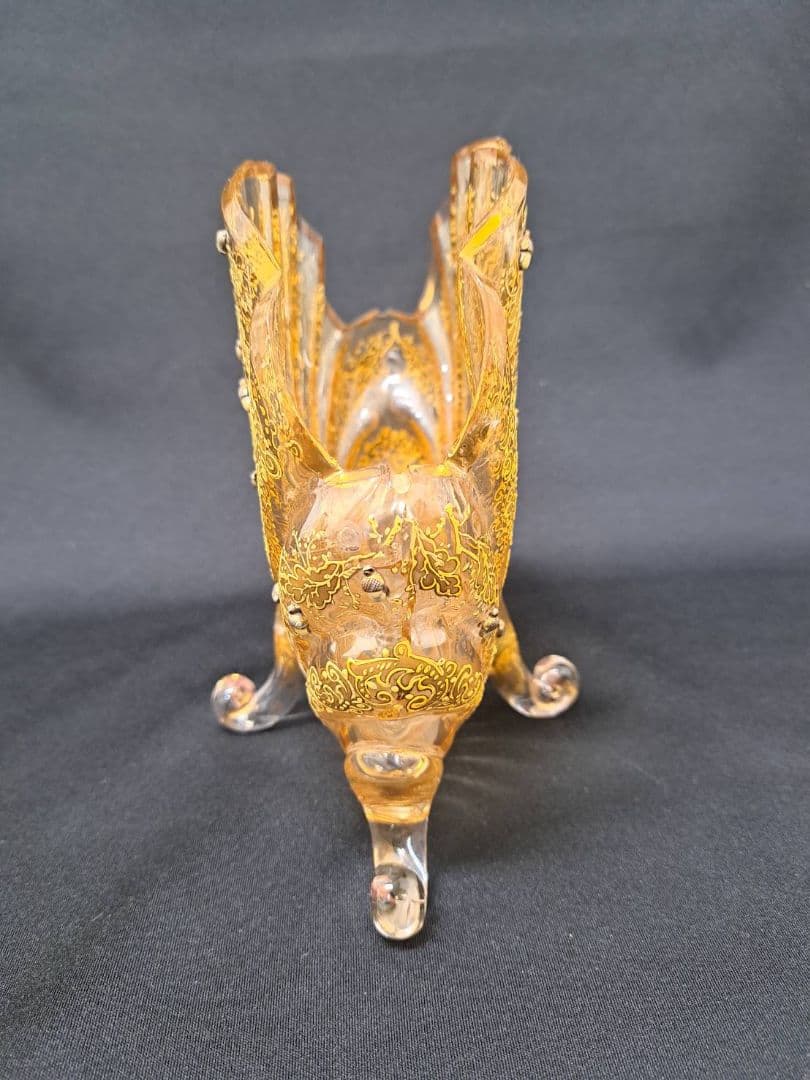 【金彩　外国製　アートピース】シェル型　レターラック　木の実細工　美術品