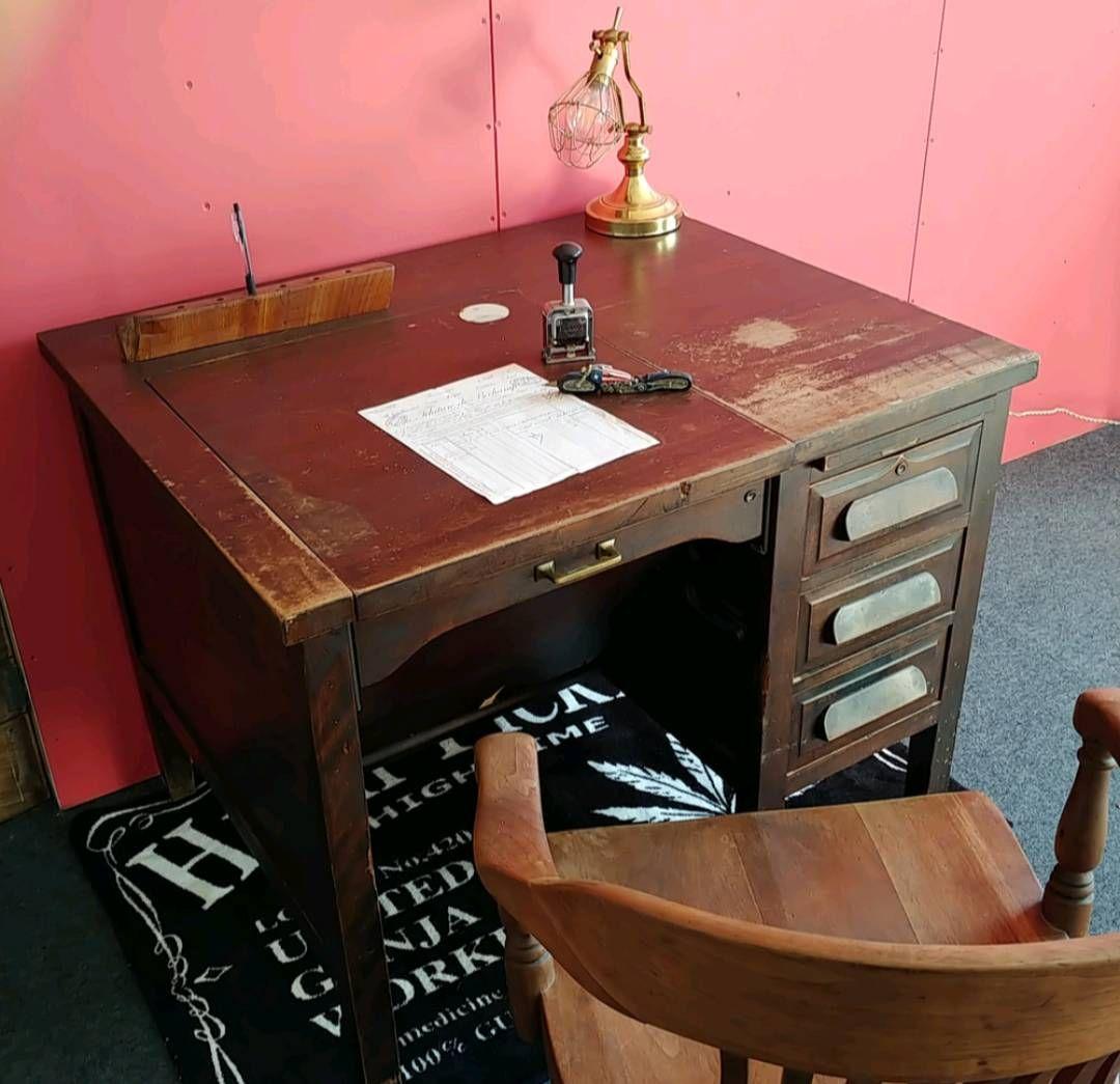 アメリカンヴィンテージ タイプライター付き ウッドデスク 引き出し×3 デスク