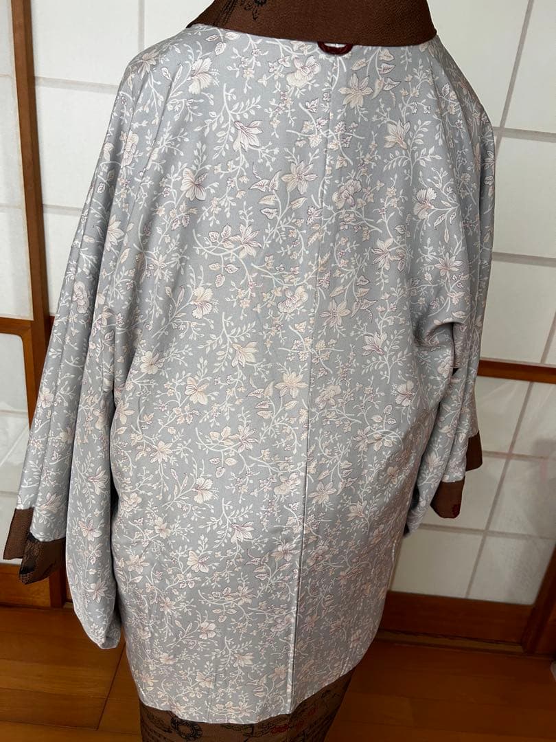 シナモンカラーこっくり茶色の着物コート　裄69.5