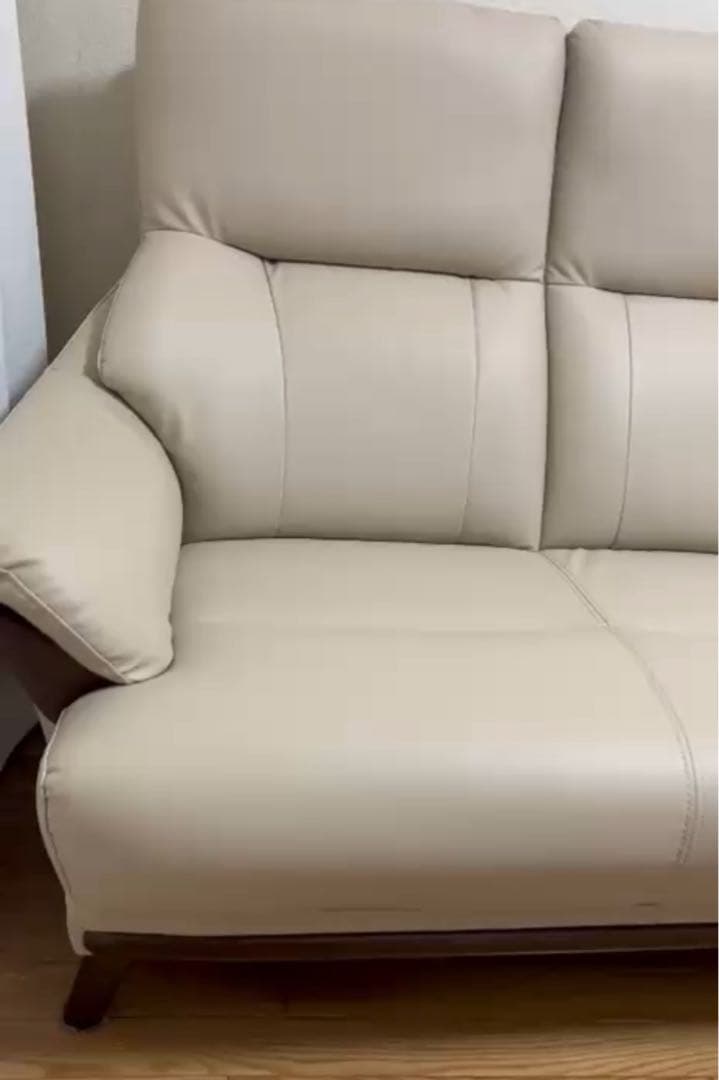 合成皮革2人掛けソファ （ベージュ）