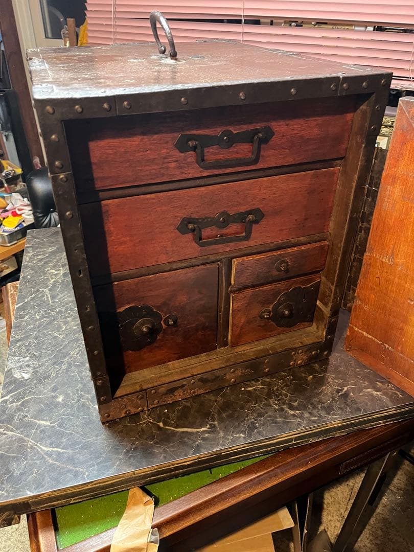 レトロ舟金庫 舟箪笥 レトロ金庫 舟金庫 昭和レトロ木製金庫