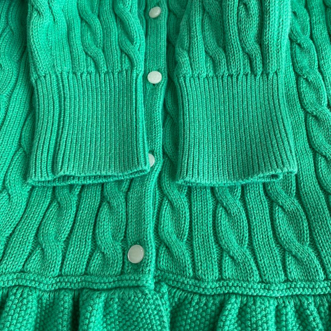 ラルフローレン ケーブルニット ペプラム カーディガン グリーン レディースS