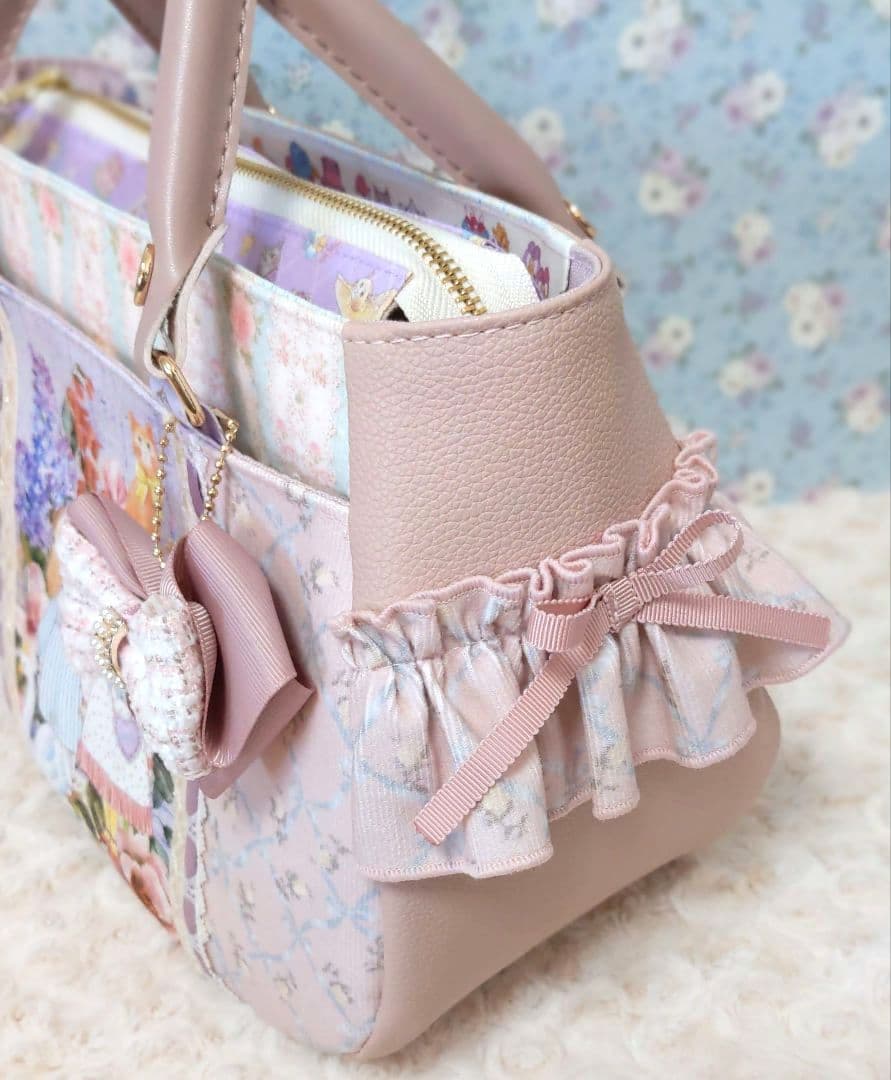 u*1様 ジョリーフルール　コラコラ　ピンク系　ぽってりトート　うさぎ　ねこ