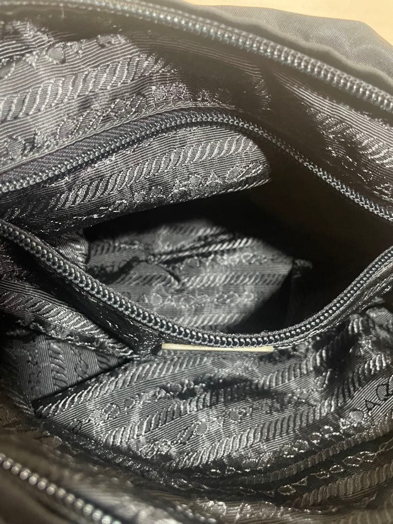 PRADA プラダ ビーズロゴ ハンドバッグ テスート ナイロン ポコノ 黒