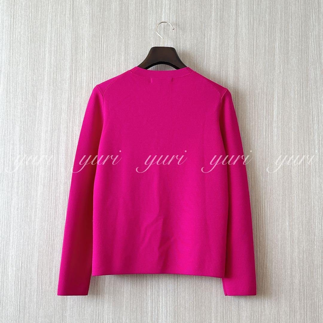 【1256】アナイ　メリノウールスムースクルーネック カーディガン　ピンク　38