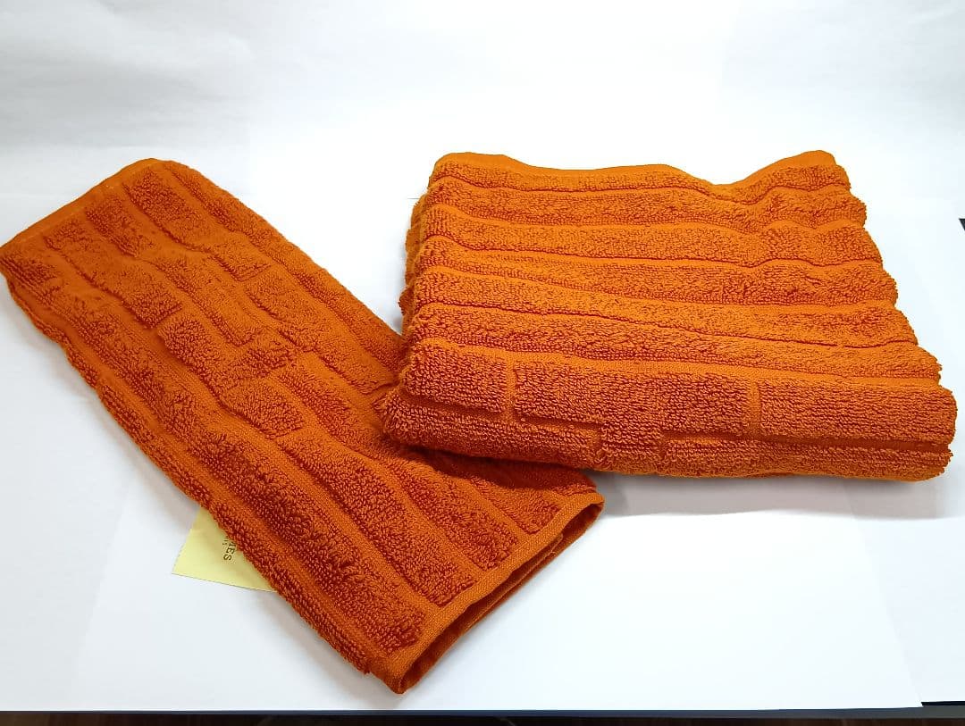483 HERMES エルメス オレンジ タオルセット　タグ、箱付き