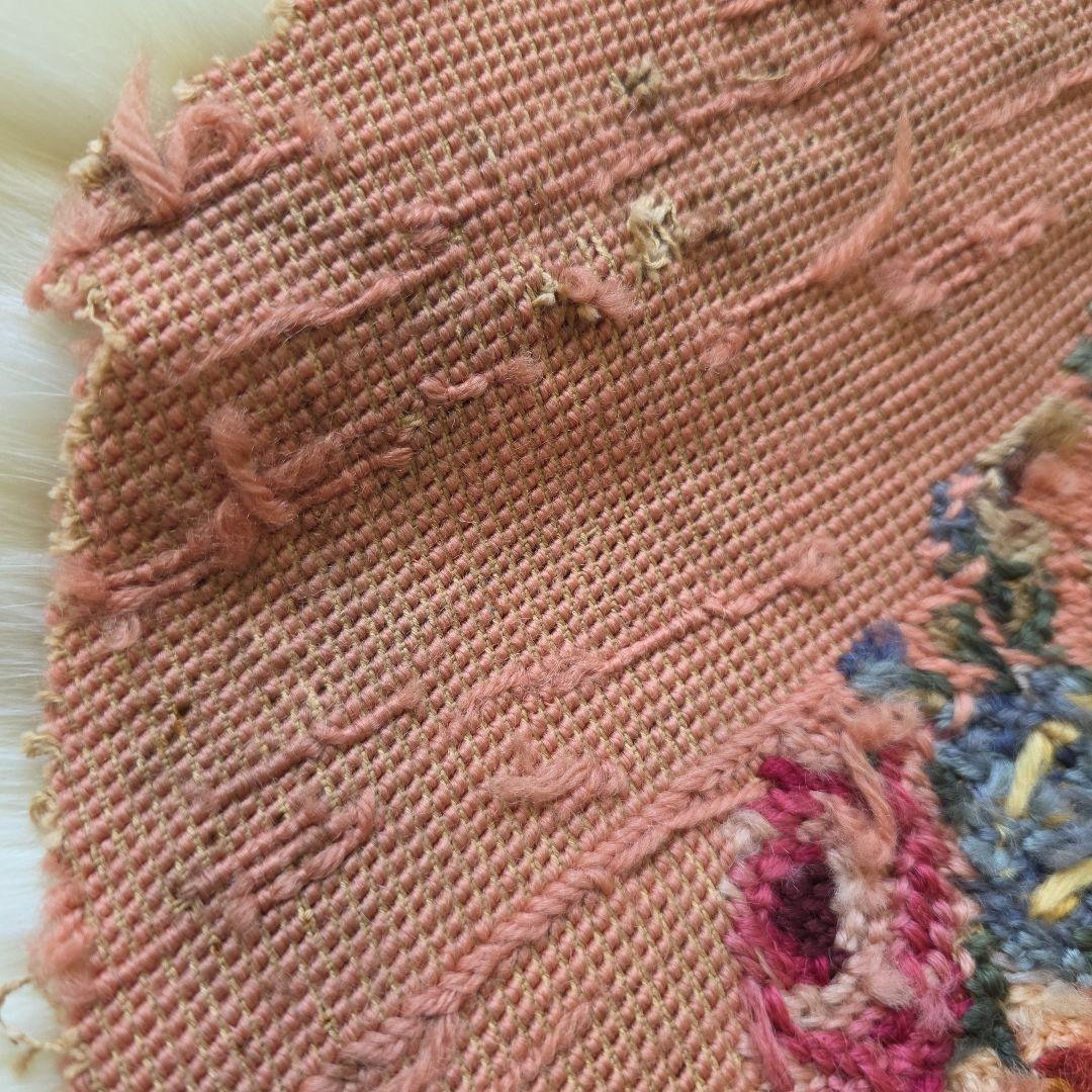 フランスアンティーク　ゴブラン風　刺繍　布