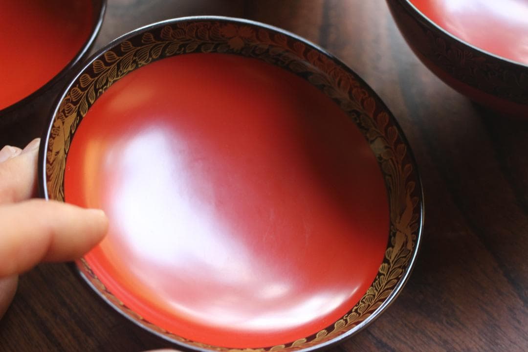 時代逸品！上質朱漆に極上菊桐唐草蒔絵の映えるお椀2点（検輪島塗京塗高台寺蒔絵