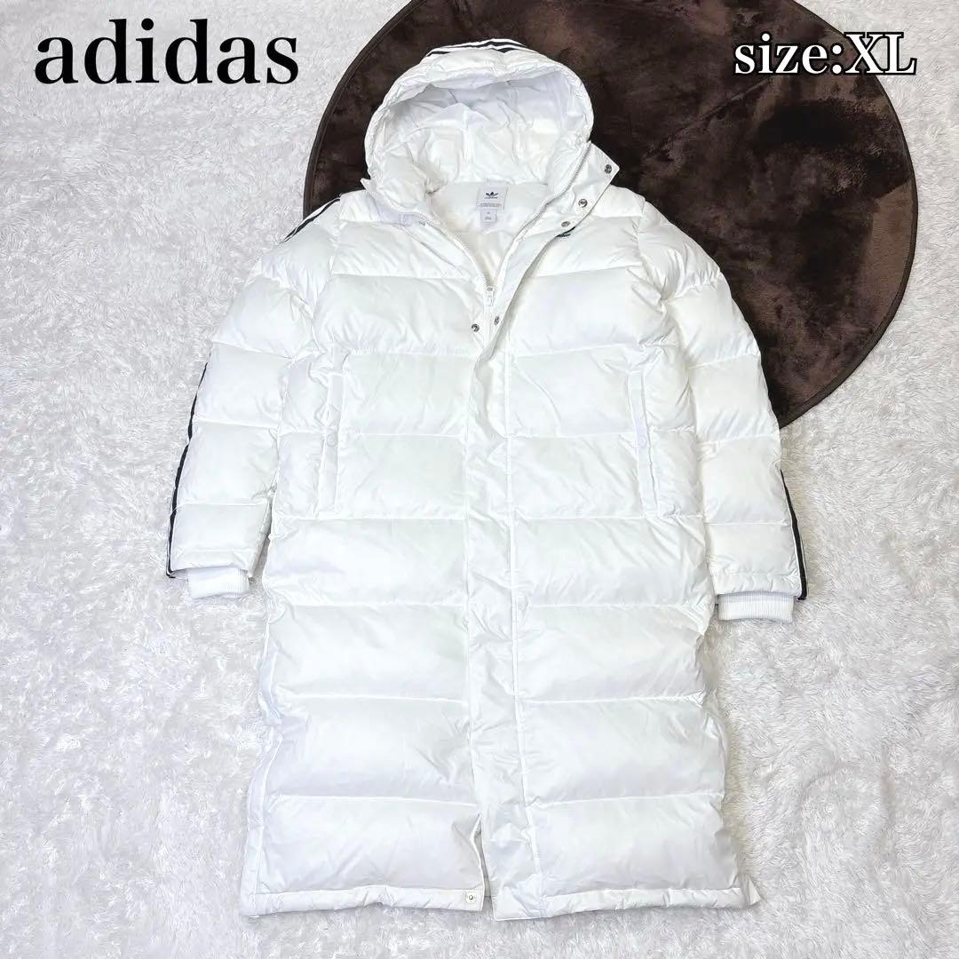アディダス ベンチコート ロング ダウンコート ジャケットホワイト XL 極暖