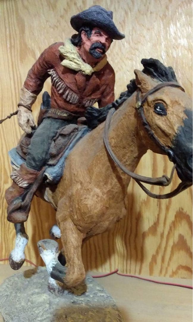 「Pony Express」 古き良きアメリカの大陸横断の速達郵便の彫刻