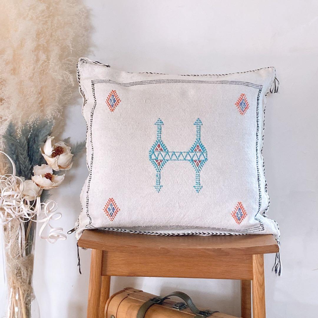 モロッコ製 カクタスシルク サブラ クッションカバー 約46〜49cm