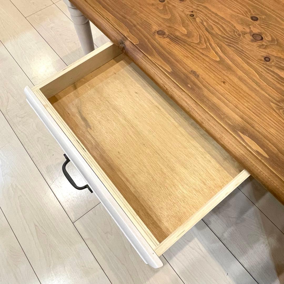 天然木 ローテーブル 引き出し付 マガジンラック カントリー ナチュラル 北欧