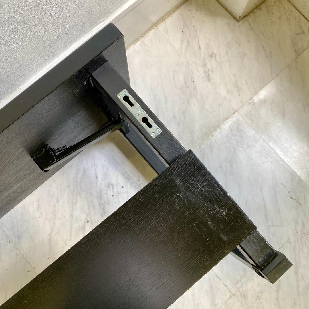 千翔 龍門堂 長テーブル 黒の木製テーブル2台セット 折りたたみ 和室