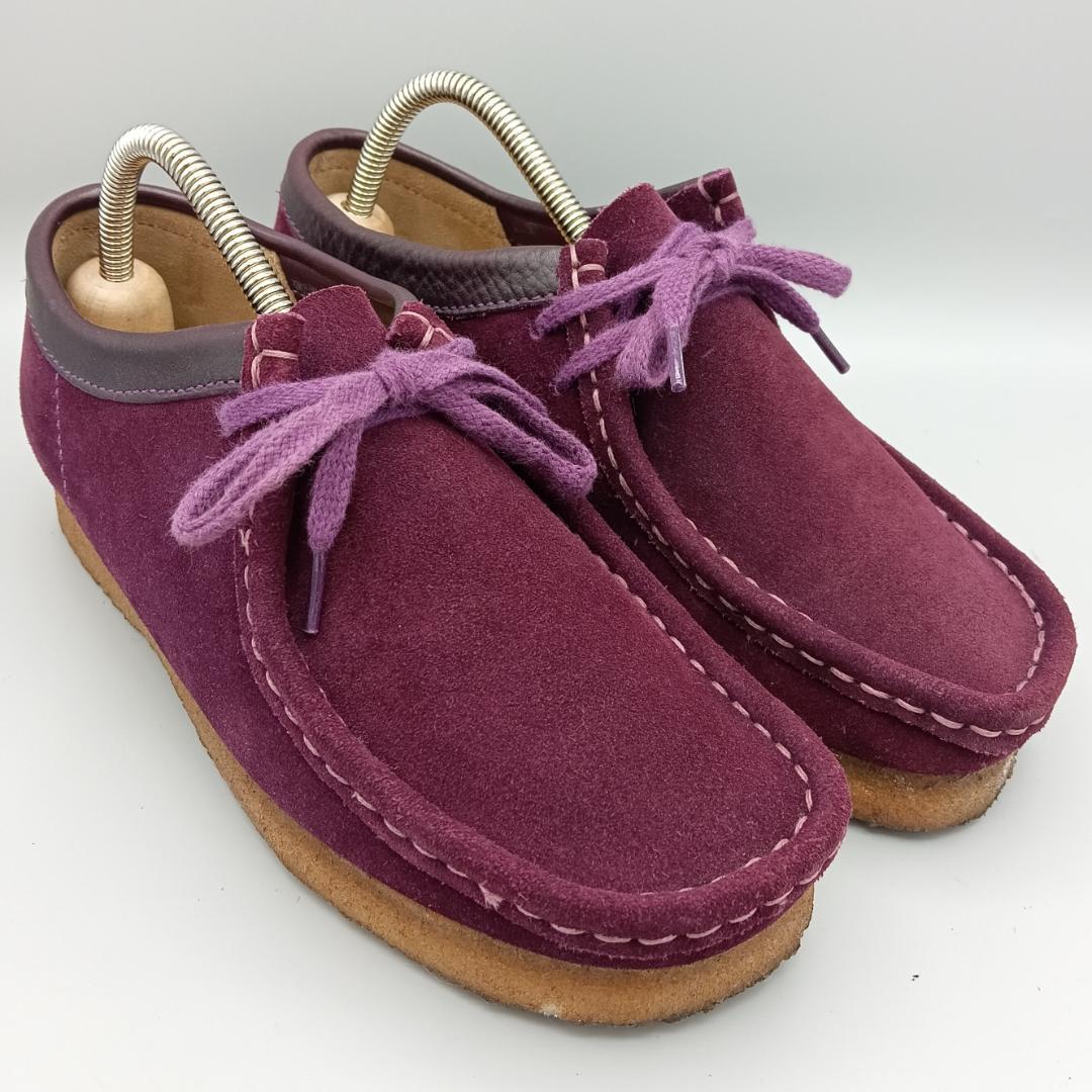 【美品】Clarks クラークス ワラビー スエード モカシン 紫 23.0㎝