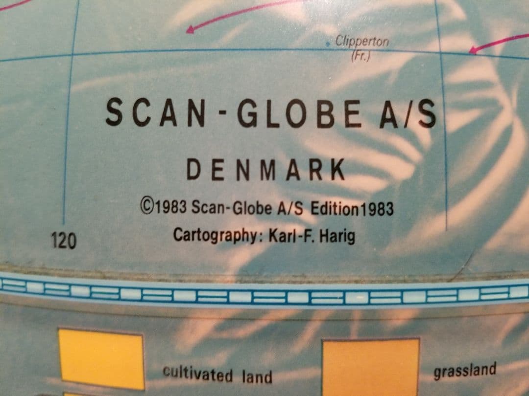 レア　北欧　デンマーク製　スキャングローブ社　木製　地球儀　ウッド　ランプ