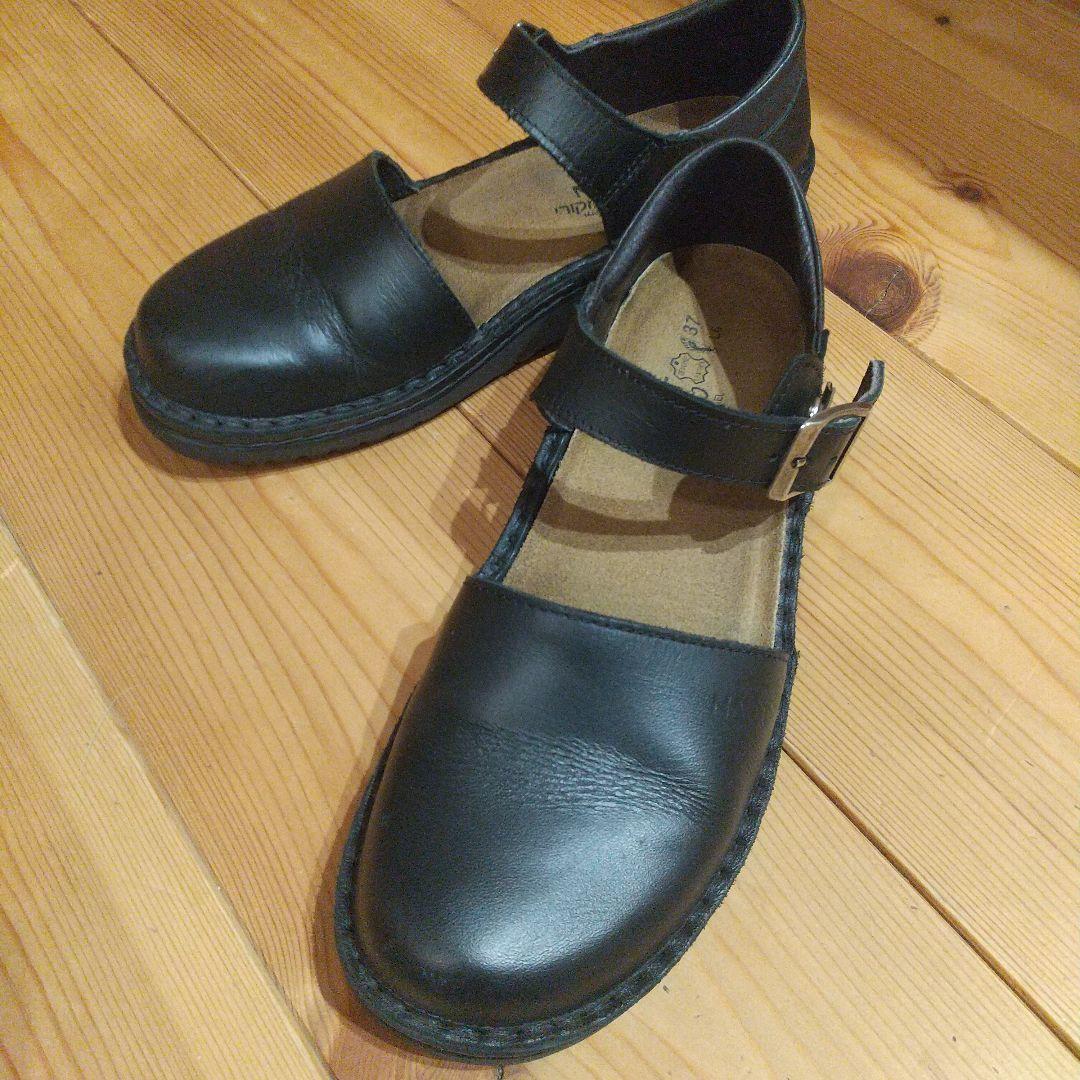 専用 黒 レザー フラットシューズ ナオト オルガ 37 オケージョン