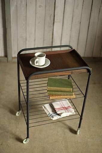 古い鉄と古材のキッチンラック　食器棚　オープンラック　古家具　古道具