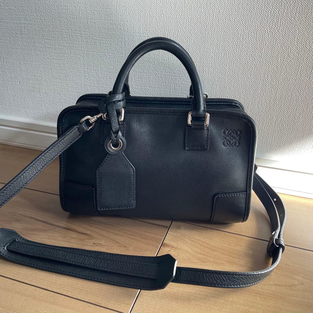 ロエベ　アマソナ23 ハンドバッグ　ミニボストン　ブラック　アナグラム