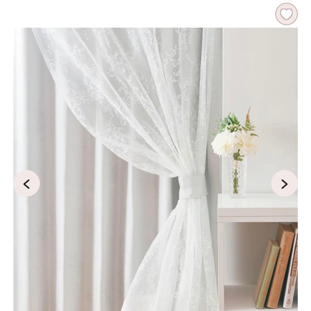 ブリスルシーラ　H1780W1000 ホワイトライトグレーレースドレープ既製