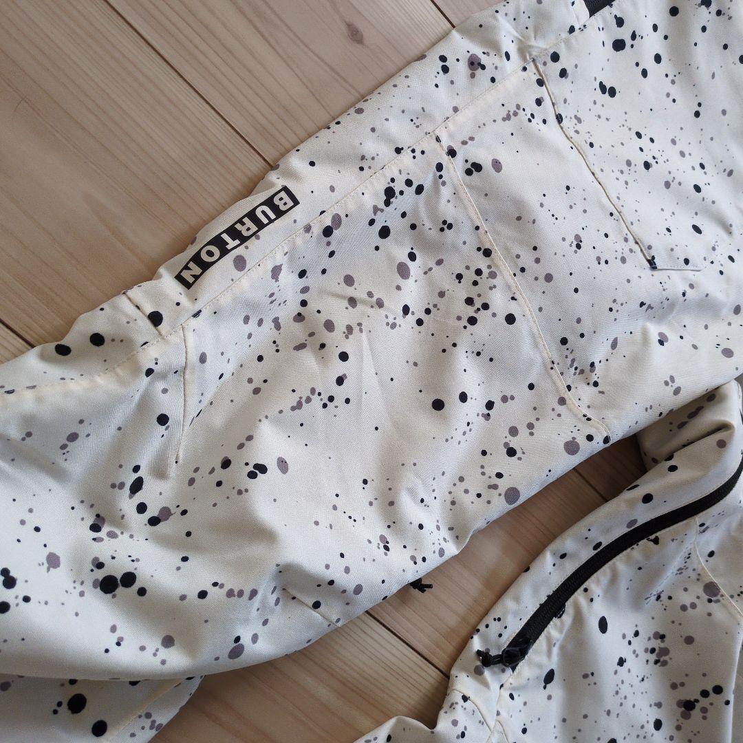 美品　Burton スノーボードウェア ホワイト スプラッター　ビブパンツ