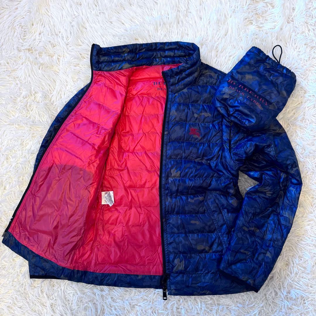 ちえぽん様バーバリー ブラックレーベル 迷彩 ダウンジャケット 2way M紺