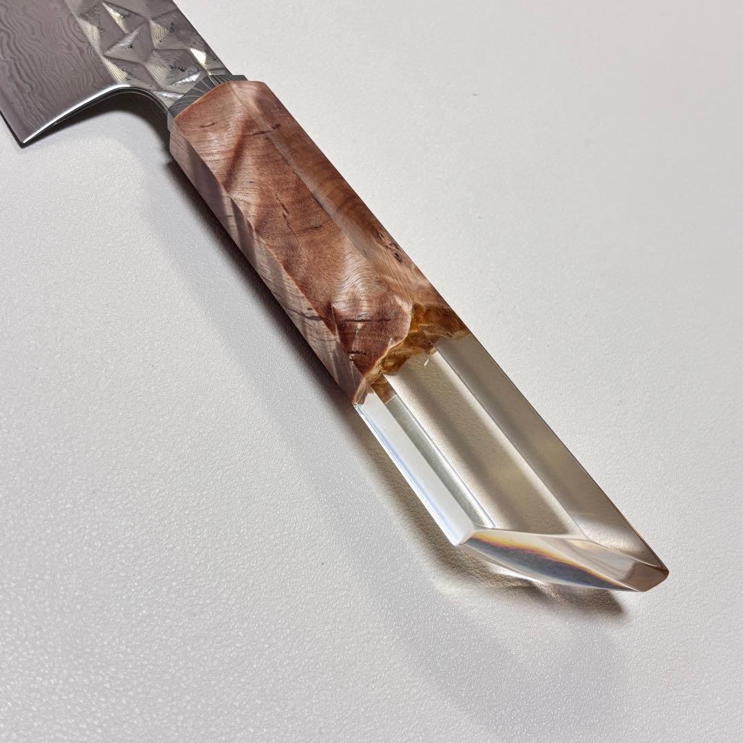 ダマスカスシェフナイフ AUS10 ダマスカス牛刀　203mm✿