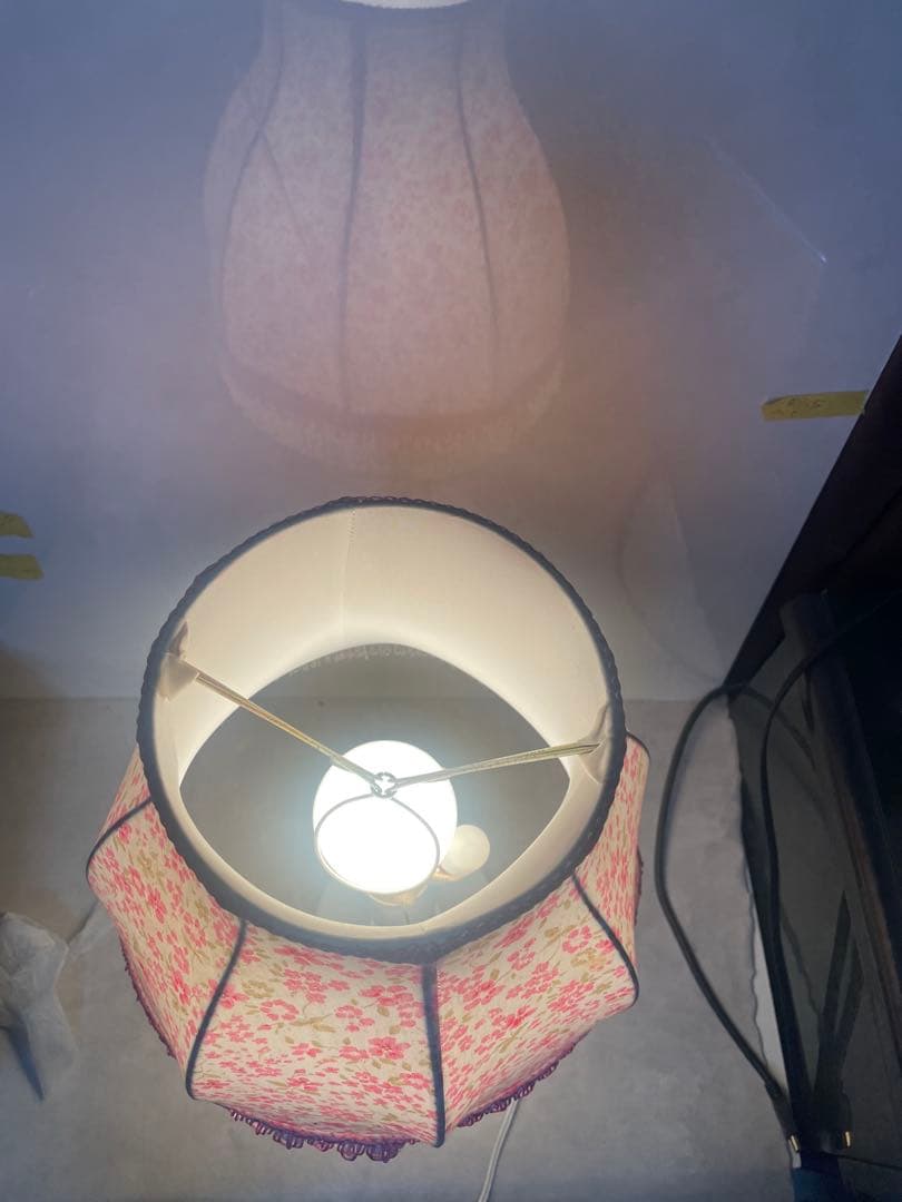 D*O様 昭和レトロ　日立照明 LS603 WH 花柄シェードランプ アンティー