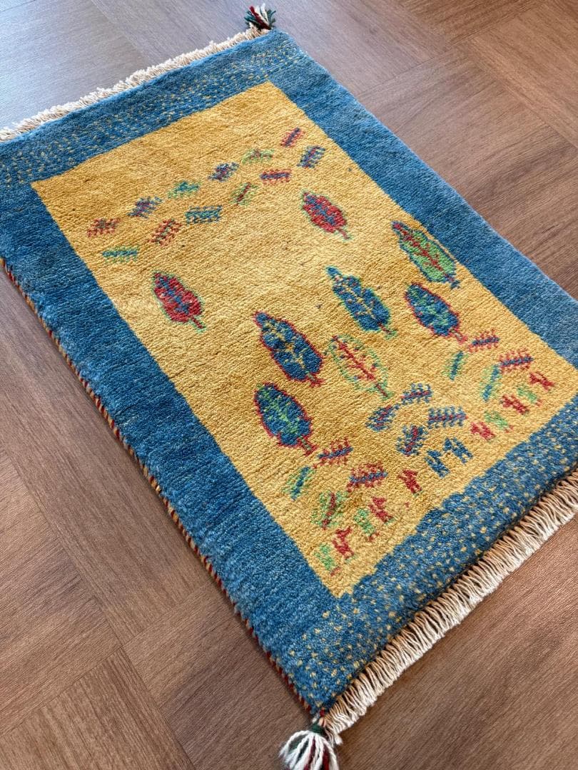 ギャッベ 86x62cm ペルシャ絨毯 手織り ギャベ 玄関マットラグ 絨毯