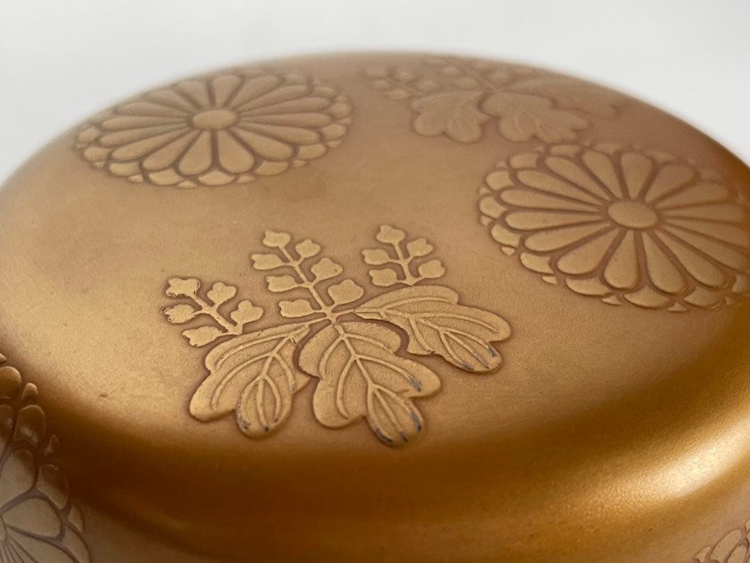 漆工　蒔絵師　中村湖舟 金地菊桐蒔絵平棗　加賀蒔絵　茶道具　共箱