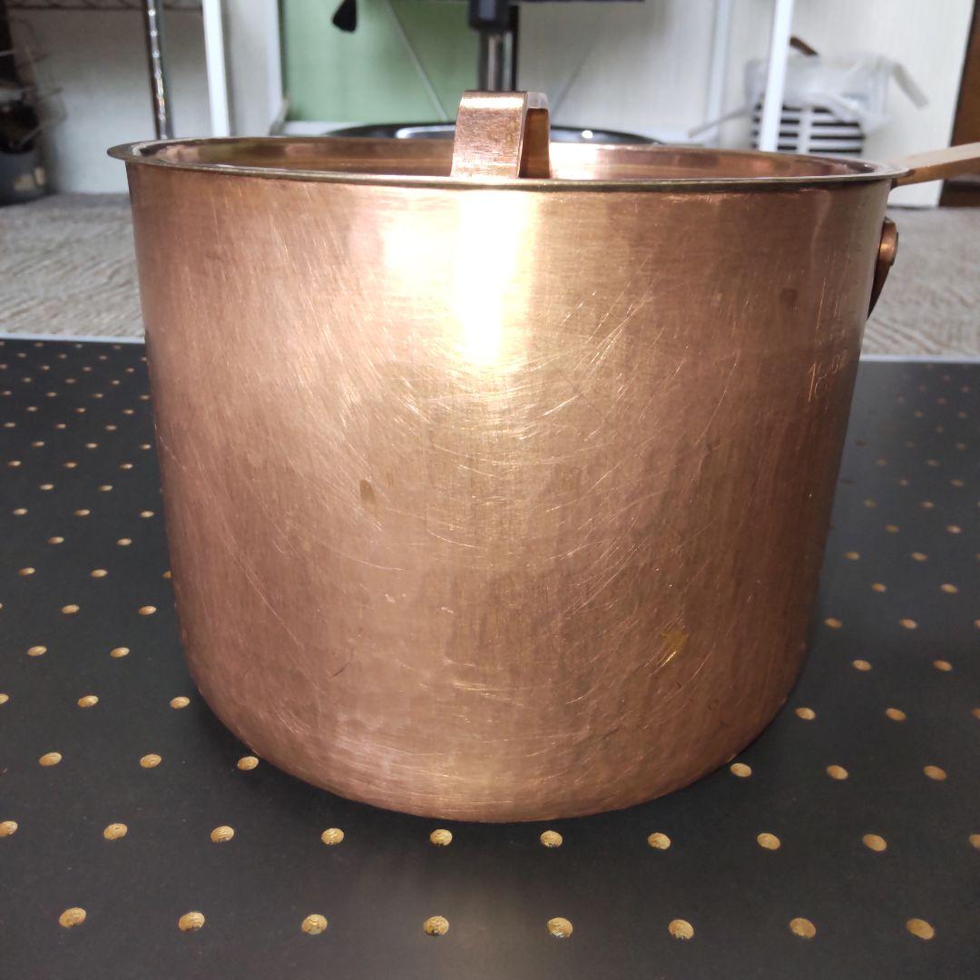 銅製 片手鍋 蓋付き 親子三代18cm 重さ 1,78kg