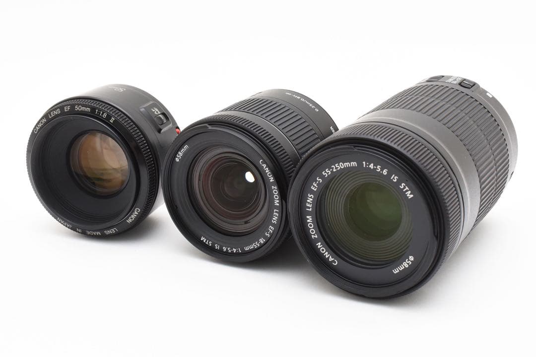 デジタル一眼レフカメラcanon kiss x 10i標準&望遠&単焦点セット