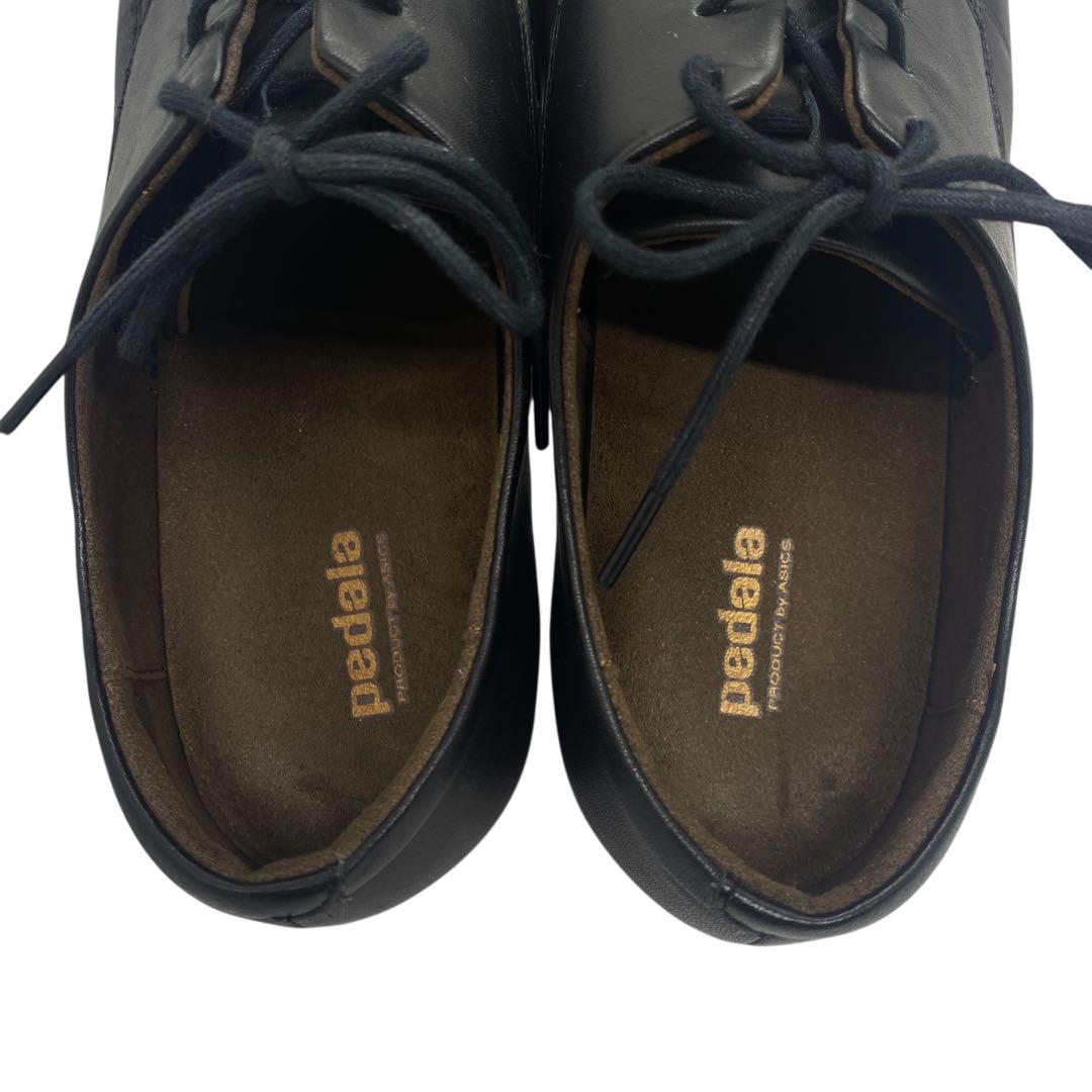 pedala ペダラ　22.5 EEE レースアップ 革靴 黒 ブラック レザー