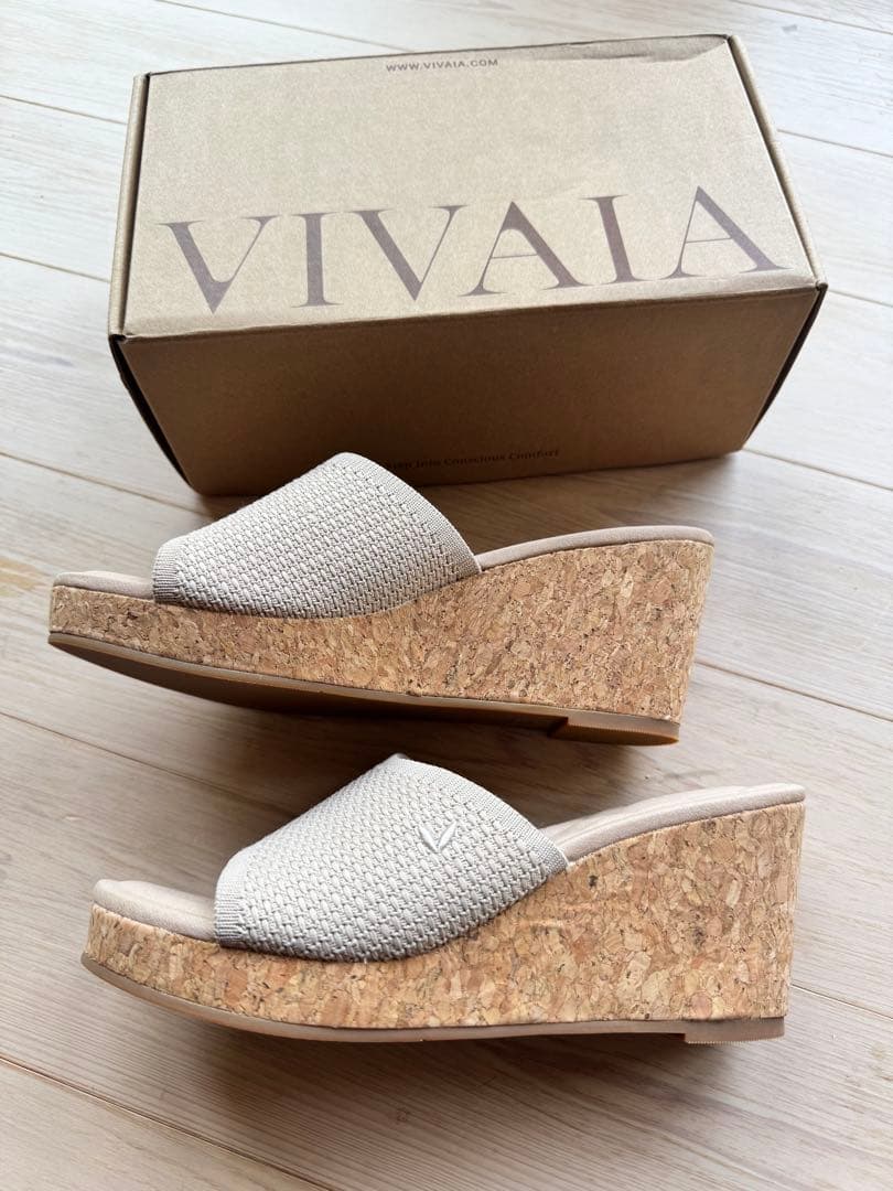 VIVAIA ラウンドトゥ ウェッジ サンダル ミュール　ニット　37 23.5