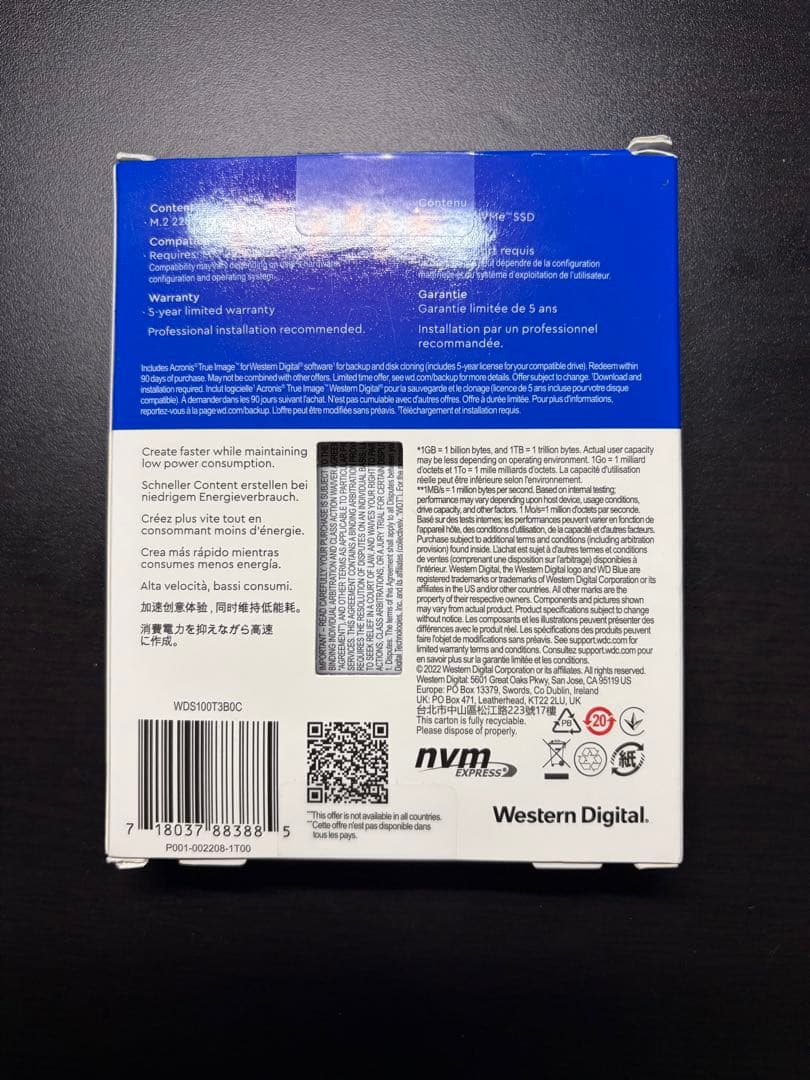 内蔵型SSD WD Blue SN570 1TB NVMe SSD M.2 2280