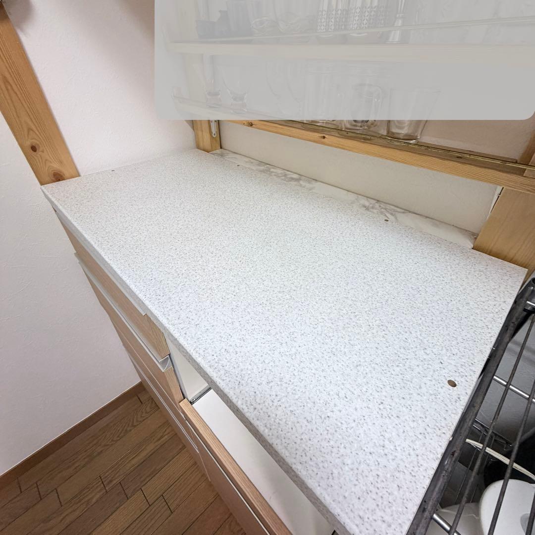 【引き取り限定】ニトリ カップボード シャロー 食器棚 木目 キッチンカウンター