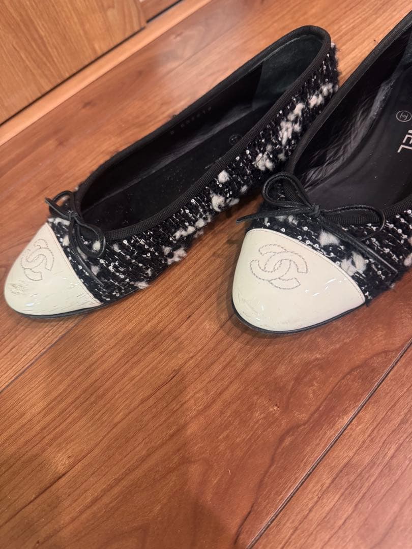 CHANELツイードバレエシューズ靴24