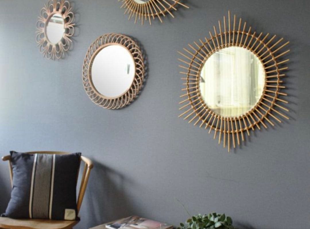 鏡 rotta rattan mirror etoile L