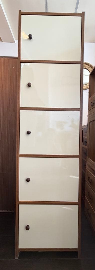 昭和レトロ キャビネット スリムチェスト 古家具　5段収納棚　ヴィンテージ家具