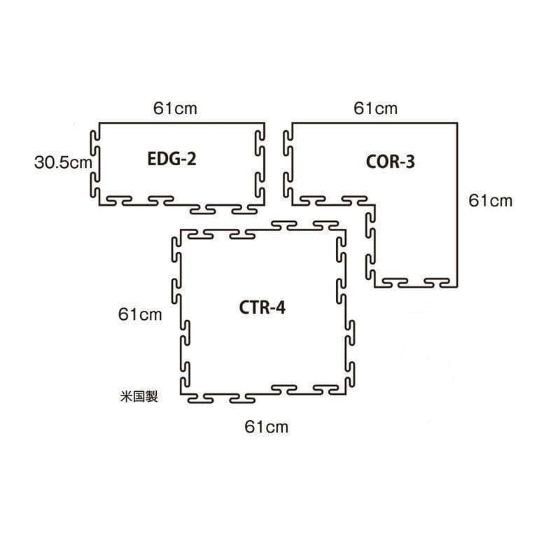 IVANKO(イヴァンコ) ブラックラバーフロアマット　コーナー2枚