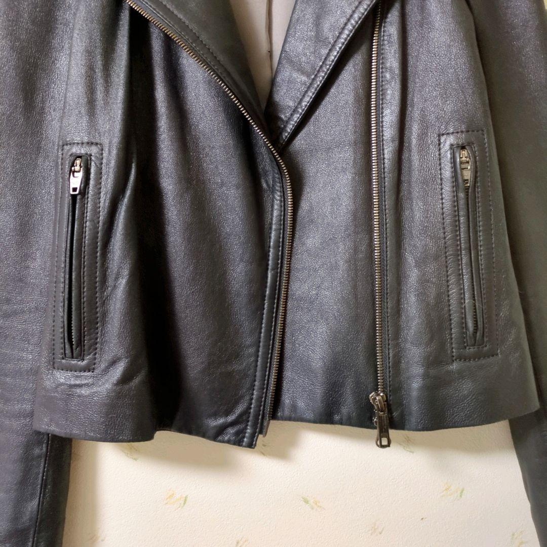 23区 ニジュウサンク　ライダースジャケット　ノーカラー　レザー　ブラック　M