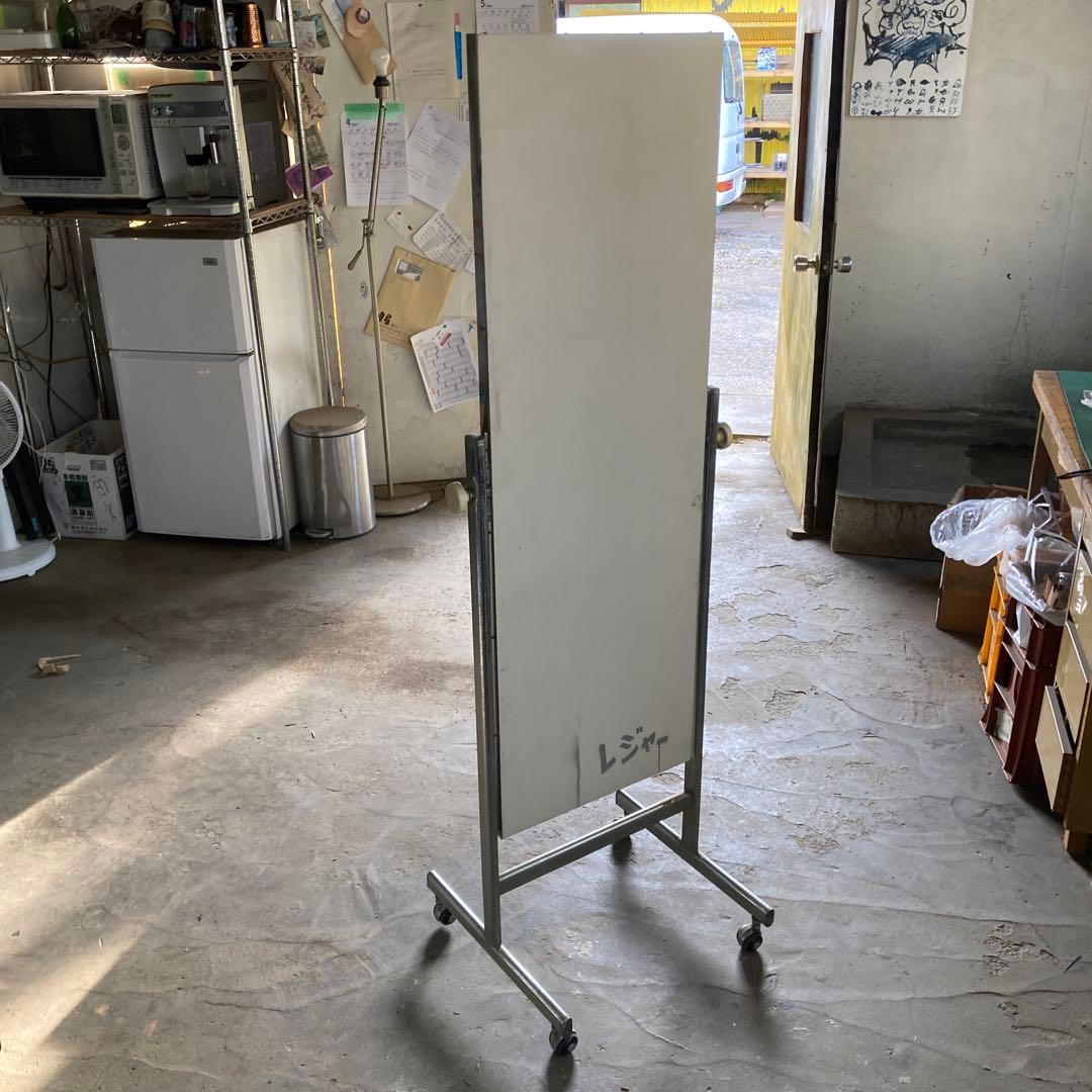 古いミラースタンド キャスター付き アイアンフレーム 姿見 鏡 昭和レトロ