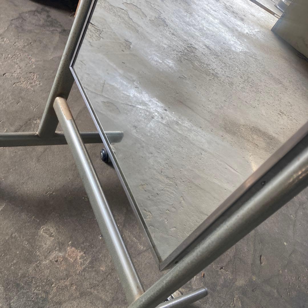 古いミラースタンド キャスター付き アイアンフレーム 姿見 鏡 昭和レトロ