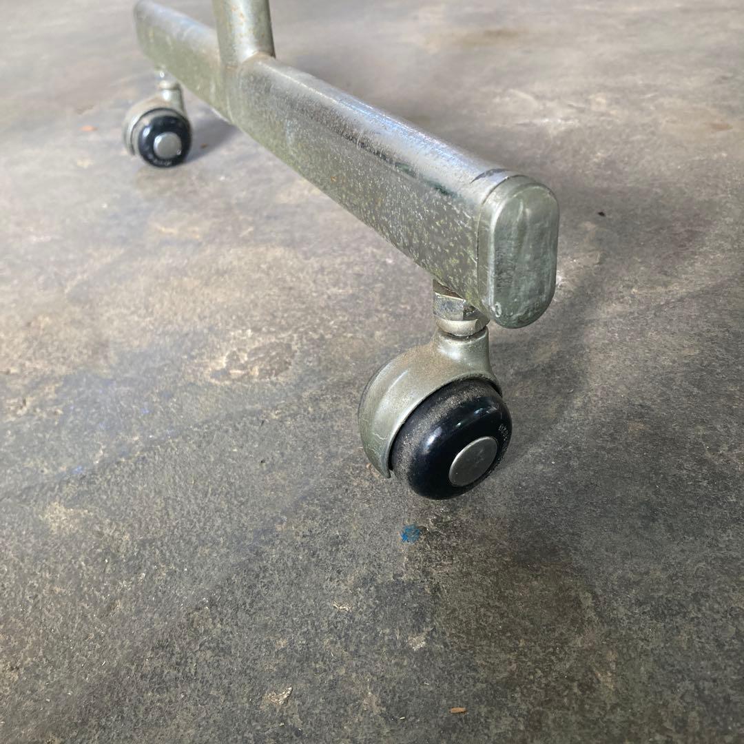 古いミラースタンド キャスター付き アイアンフレーム 姿見 鏡 昭和レトロ