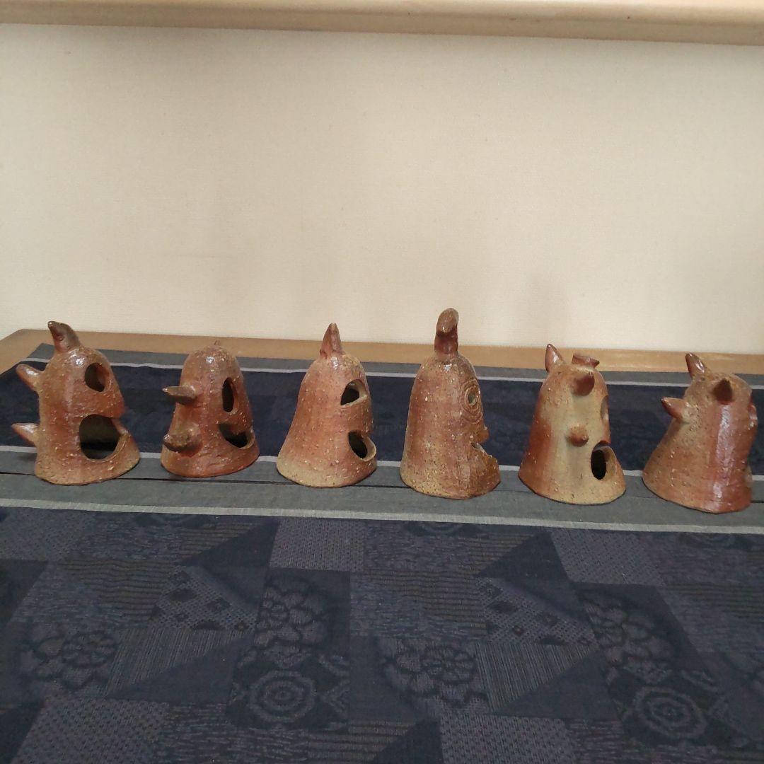 面白い 明かりカバー 6ケ 備前焼