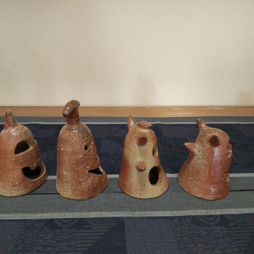 面白い 明かりカバー 6ケ 備前焼