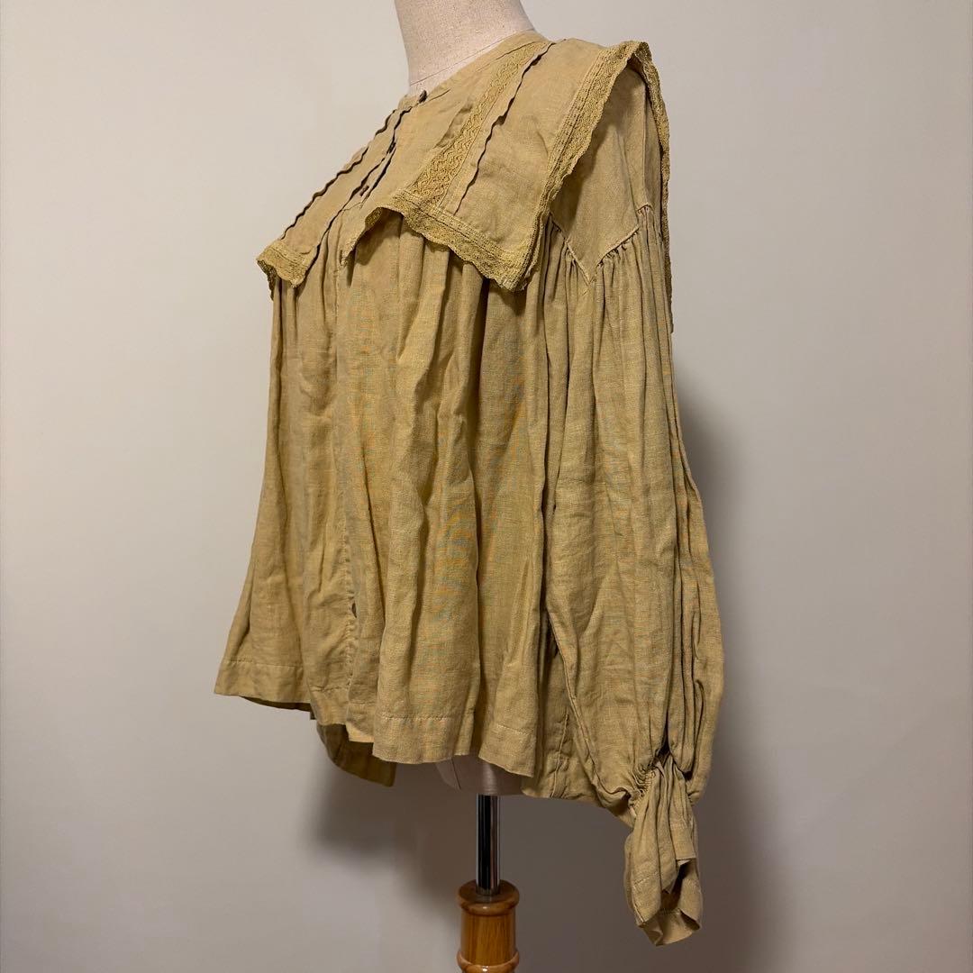 nest Robeリネン天然染めスクエアカラーブラウス 2023AW シナモン染