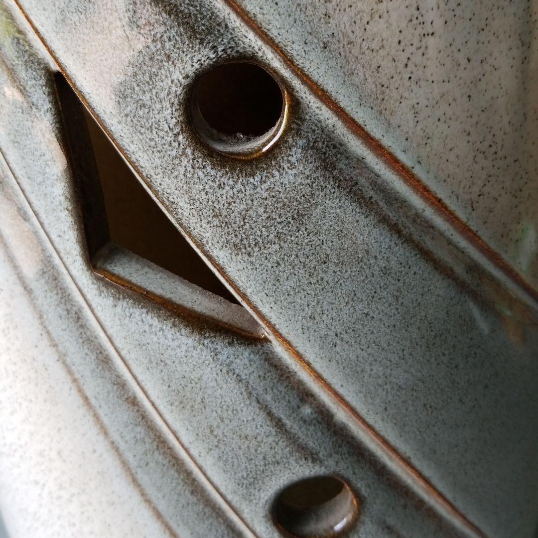 信楽焼 傘立て 白カスミ斜彫 高さ４１cm