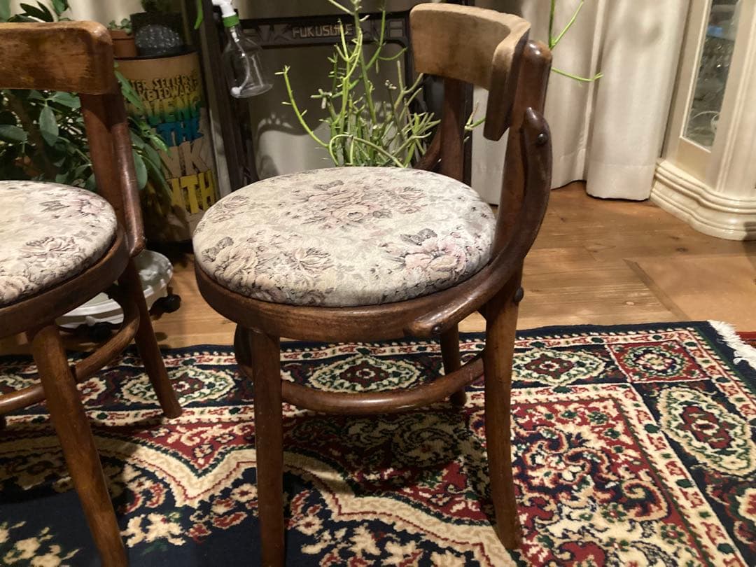 昭和レトロ　秋田木工　小型ダイニングチェア　昭和30年頃　旧ロコプレート　2脚